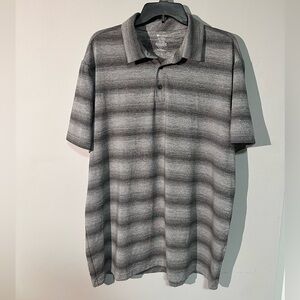 Members Mark Gray Striped Men's Active Performance Polo Shirt Size XL